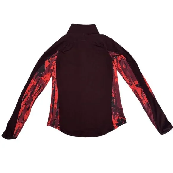 Under Armour ColdGear 1/2 Zip Pullover Brown Red Graphic Size Small - Picture 4 of 6